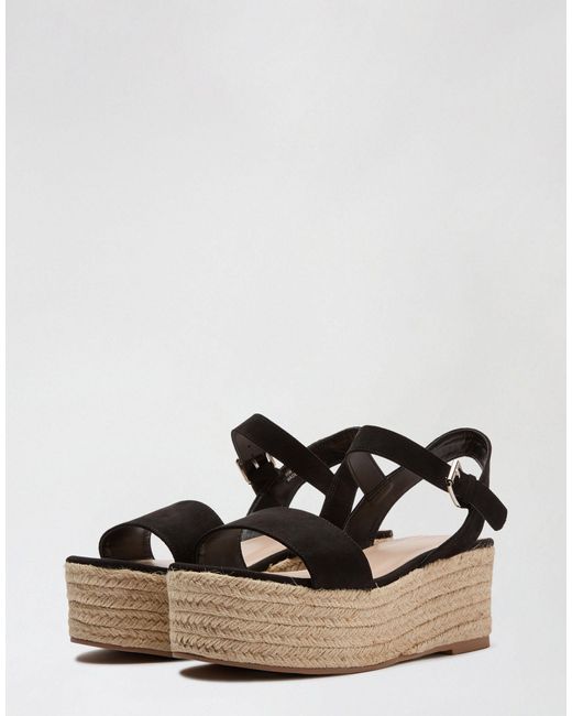 Sandalias negras con plataforma plana gruesa Miss Selfridge de color Negro  - Lyst