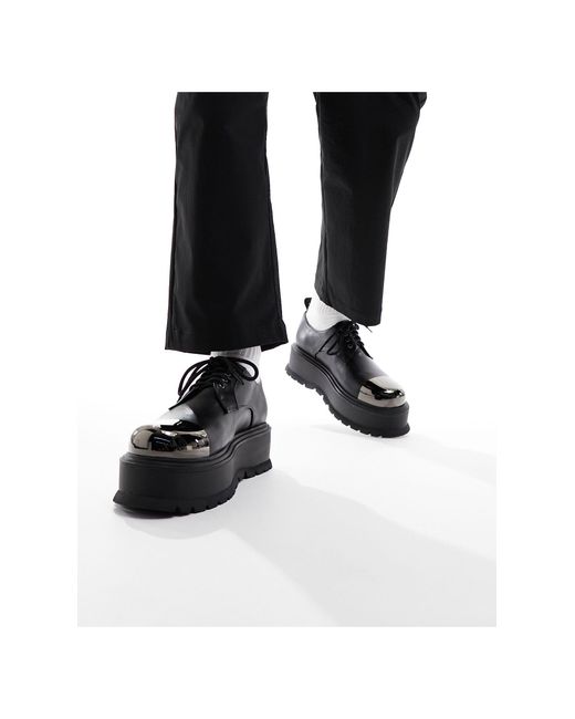 Koi Footwear Black Koi Platform Laceup Shoes With Metal Toe Cap for men