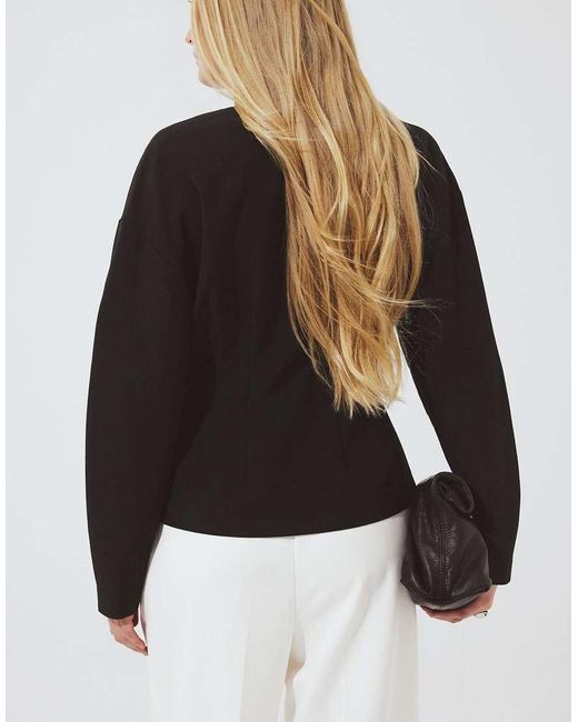 NA-KD Black Tailored Fitted Button Front Blouse