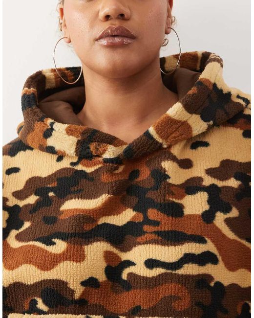 Collusion Brown Plus Camo Borg Hoodie