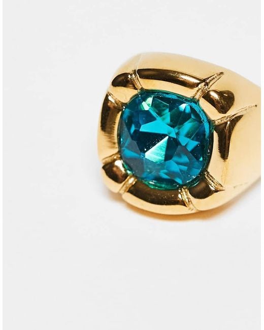 Kaiia Exclusive Stainless Steel Blue Stone Pillow Ring