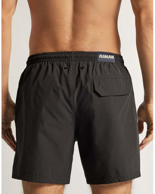 Intimissimi Black Mid-Length Solid-Colour Swim Trunks for men