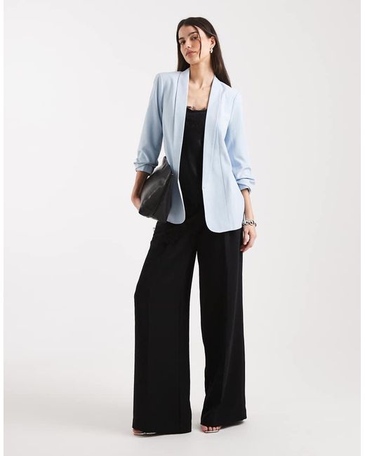 Pieces Blue Tailored Ruched Sleeve Blazer