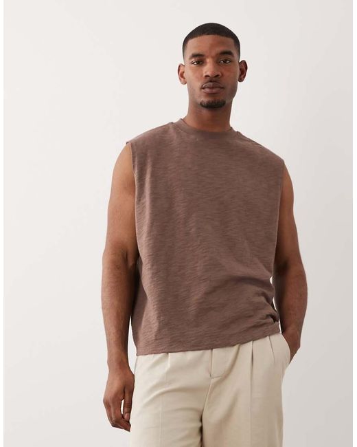 ASOS Brown Heavyweight Oversized Tank for men
