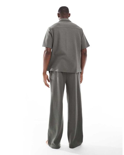 ASOS Pyjamaset Van Wafelstof in het Gray voor heren