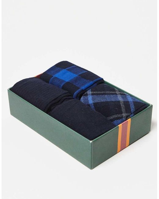 Gant Blue 4-pack Check And Stripe Socks for men