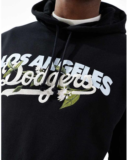 Sudadera Negra Con Capucha Y Bordado De Flores Y Logo De Los La Dodgers De KTZ de hombre de color Black