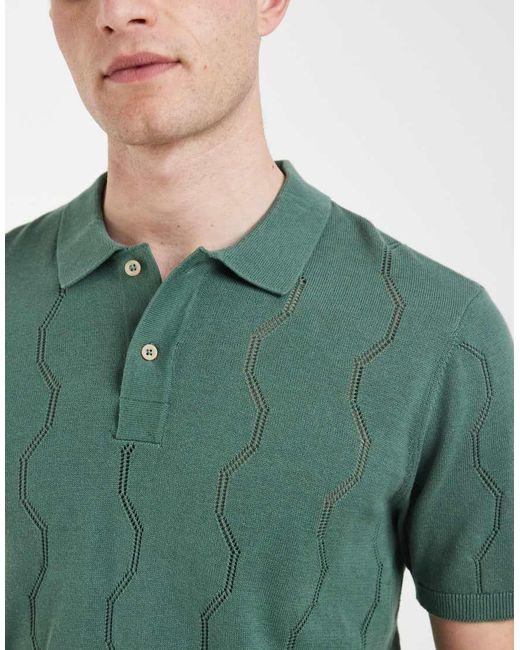 Blend Green 100% Cotton Regular Fit Knitted Polo for men