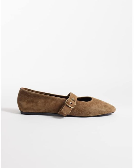 Mango White 100% Suede Buckle Strap Pumps