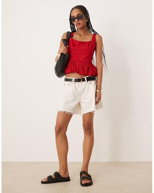 Abercrombie & Fitch Red Bubble Hem Top