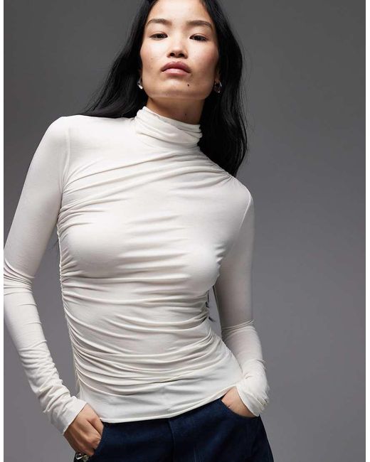 Top Accollato Slim Asimmetrico A Maniche Lunghe di & Other Stories in Gray