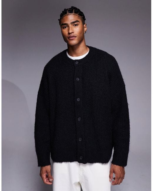 ASOS Men's Blue Super Oversized Knitted Crew Neck Cardigan - Main Image