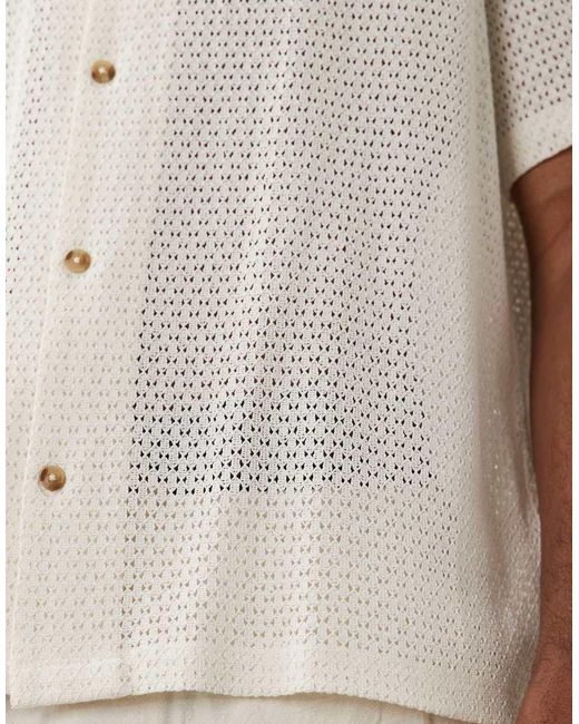 ASOS White Relaxed Revere Open Texture Shirt for men