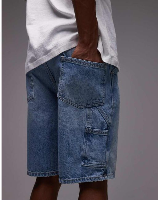 Pantalones Cortos Vaqueros De Estilo Carpintero Con De Topman de hombre de color Gray