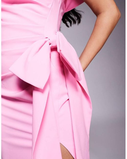 Lavish Alice Red One Shoulder Pleated Midi Dress