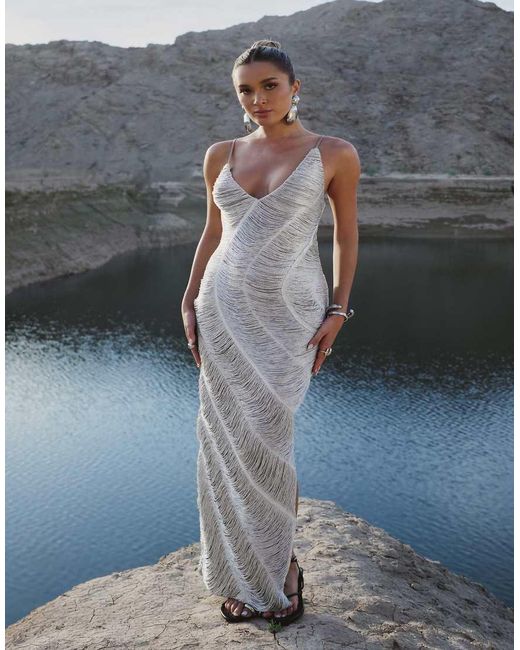 Missy Empire Natural Tassel Maxi Dress