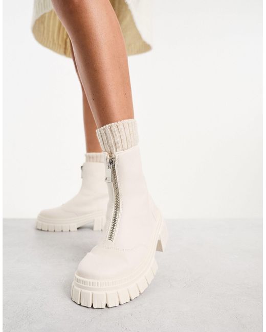 ASOS White Alliance Chunky Zip Front Boots