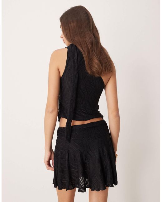 Mini-jupe d'ensemble virevoltante à taille froncée - texturé ASOS en coloris Black