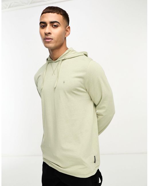 French Connection Natural Hooded Long Sleeve Top for men