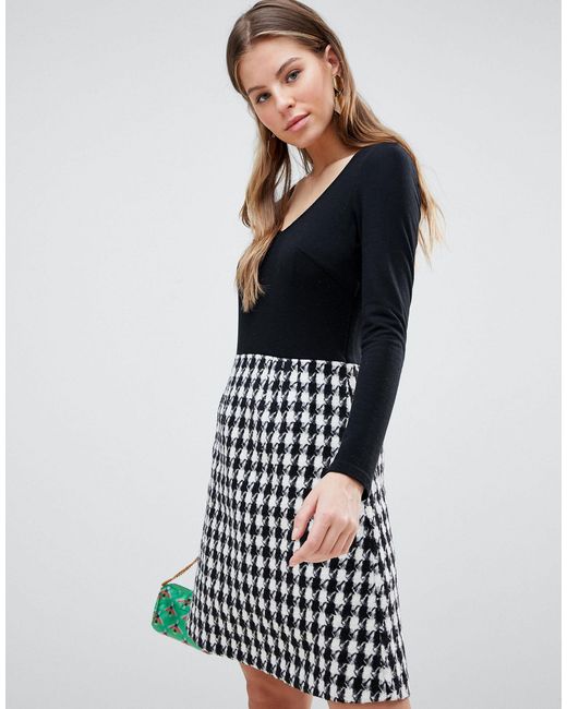 long sleeve black skater skirt dress