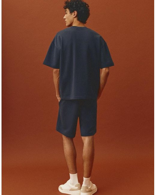 Pull&Bear Blue Bermuda Jogger With Logo for men