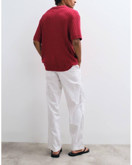 Jack & Jones White Linen Mix Pants With Drawstring for men