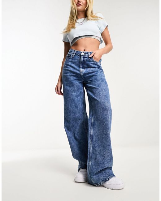 Tommy Hilfiger Blue – claire – jeans mit hohem bund, weitem bein und heller waschung