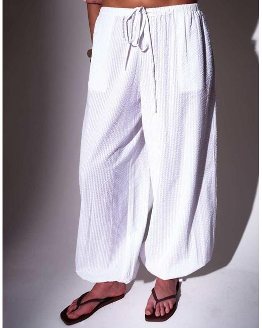 South Beach Purple Seersucker Balloon Pant Trousers