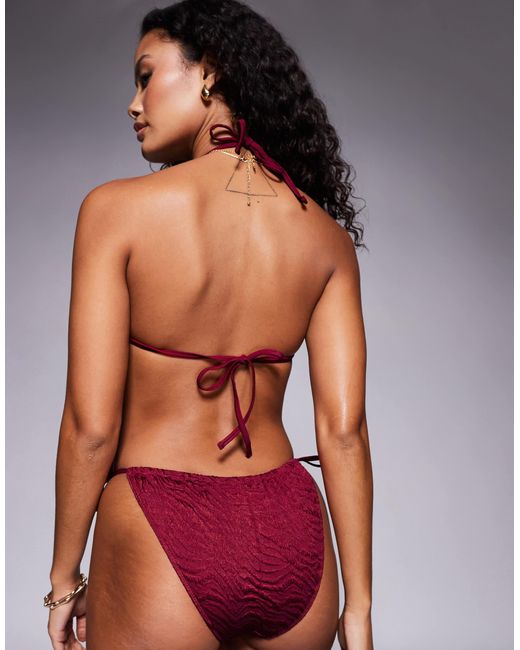 ASOS Brown Maria Textured Tie Side Bikini Bottoms