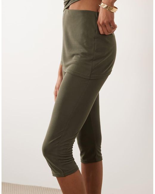 Missy Empire Natural Double Sculpted Slinky Fold Over Skirt Detail Cropped Pants