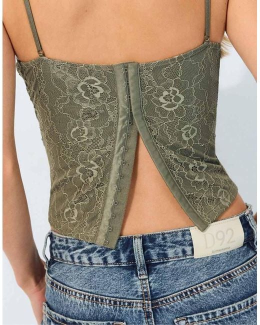 Stradivarius Blue Lace Corsetry-inspired Top