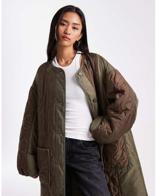 Asos Jacket ASOS Longline Hybrid Jacket in Green | Lyst UK