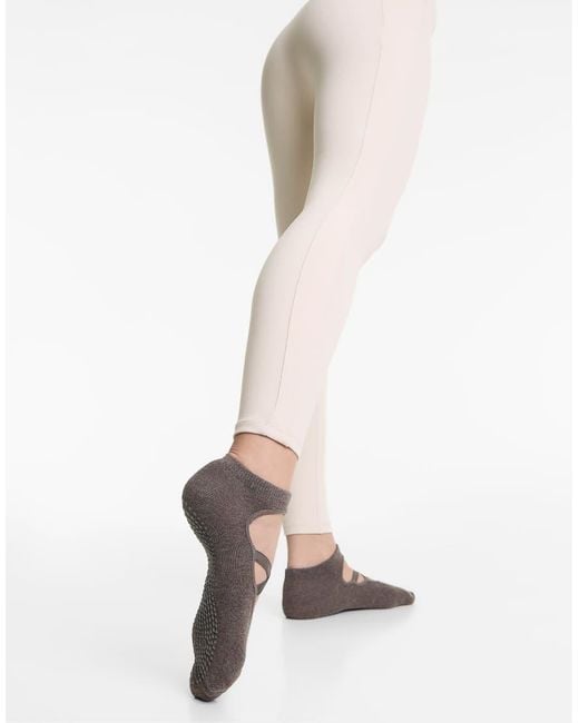 Oysho White 2 Pairs Of Cotton Blend Yoga And Pilates Socks With Crossover Straps