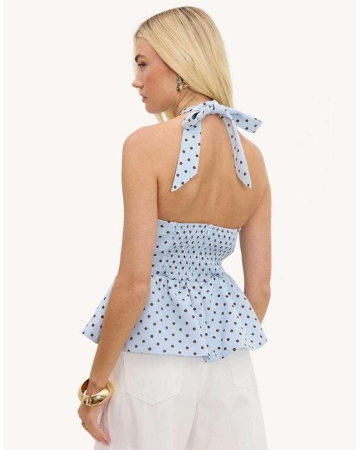 Loavies Blue Devotion's Journey Halter Top With Polka Dots