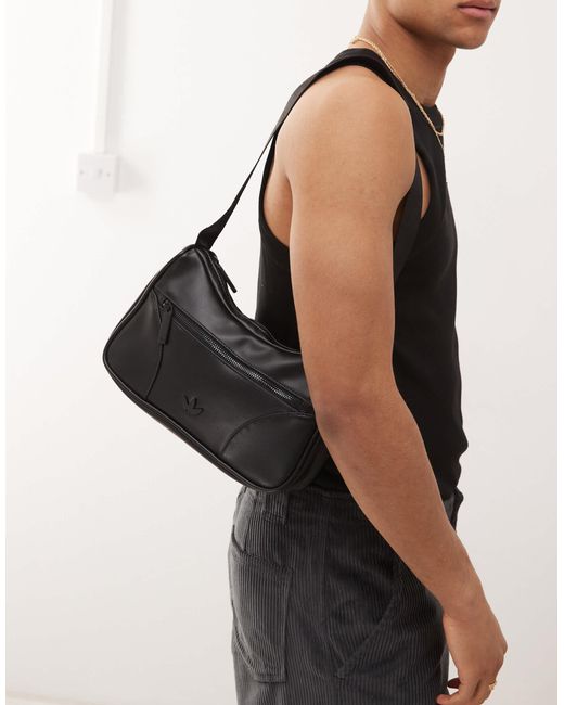 Adidas Originals Black Faux Leather Shoulder Bag
