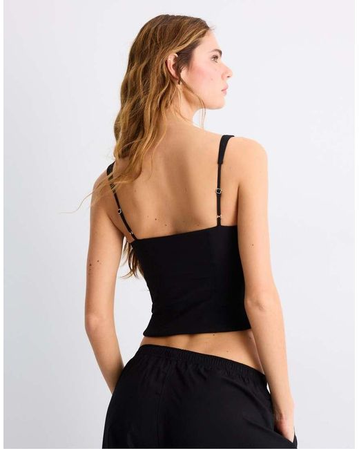 Stradivarius Black Corset Top With Straps
