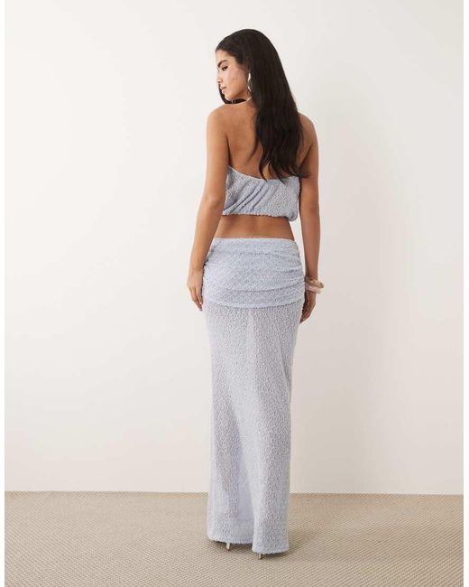 Noughts & Kisses Blue Ruched Waist Knit Maxi Skirt