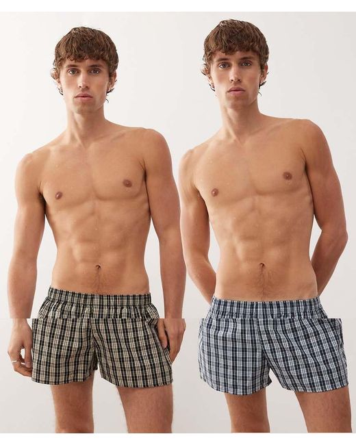 Pack De 2 Calzoncillos Bóxer A Cuadros Azules Y Amarillos De Weekday de hombre de color Blue