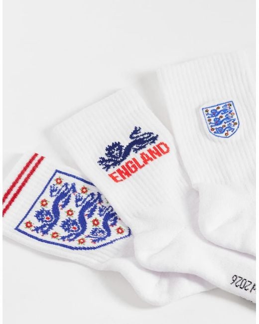 ASOS White 3 Pack Socks With England World Cup Graphic for men