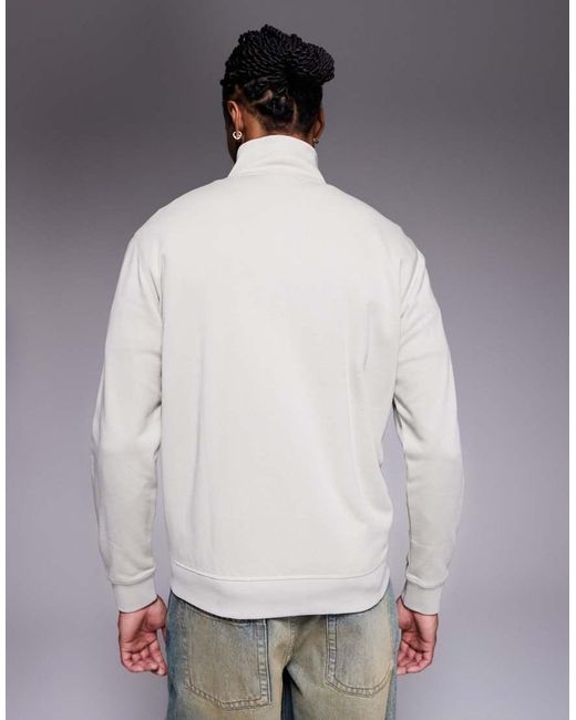 Boss Gray Zetrust Tonal Logo Half Zip Sweatshirt for men