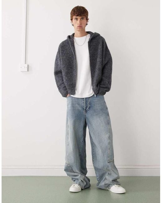 Weekday Gray Premium Wool Blend Knit Hoodie for men