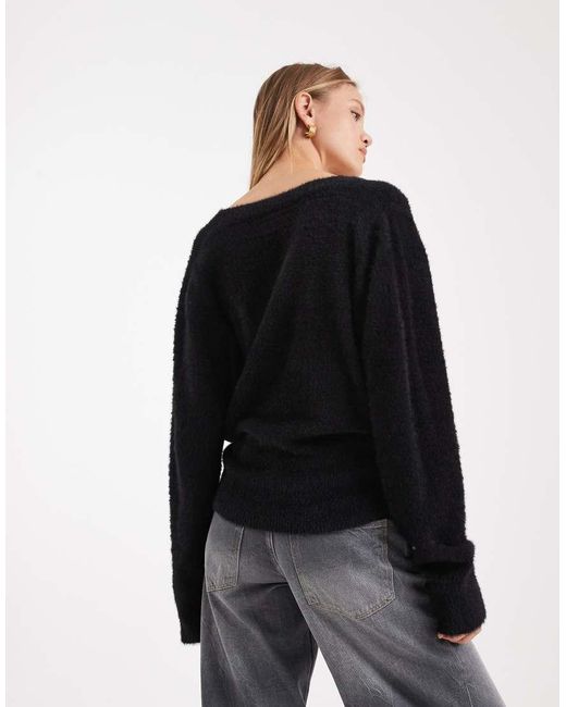 ASOS Black Knitted Eyelash Wrap Cardigan