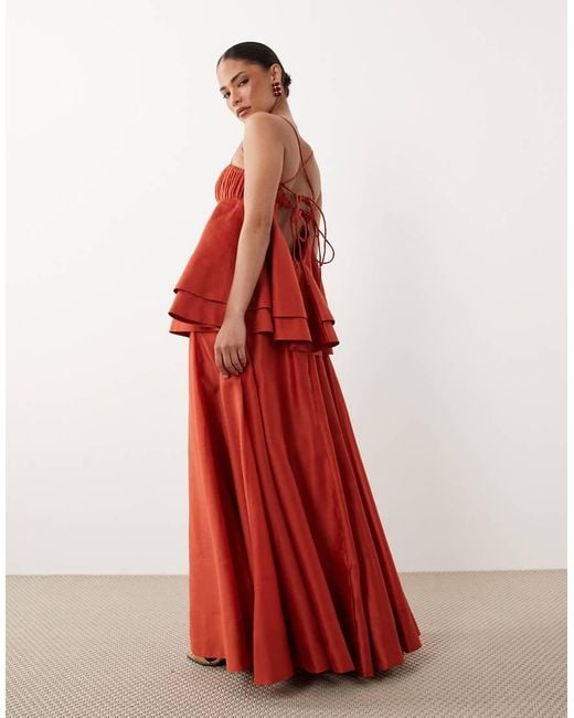 ASOS Red Asos Design Petite Double Layer Maxi Dress