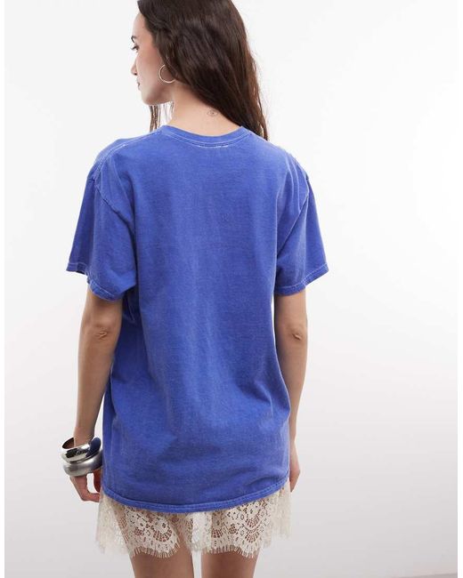 Reclaimed Vintage Blue Slogan T-Shirt for men