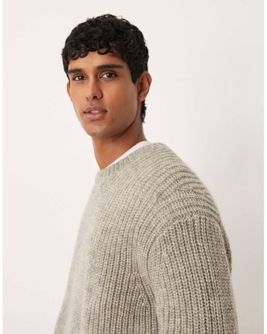 ARKET Natural Chunky Wool Ribbed Crew Neck Jumper for men