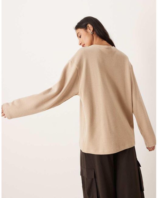 ASOS Natural Supersoft Long Sleeve Skater Tee