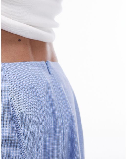 TOPSHOP Blue Midi Cotton Full Skirt