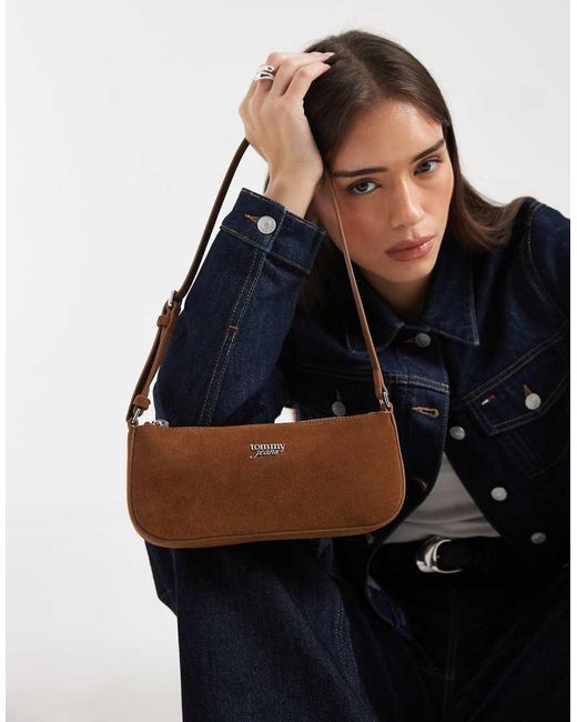 Tommy Hilfiger Blue Real Suede Shoulder Bag