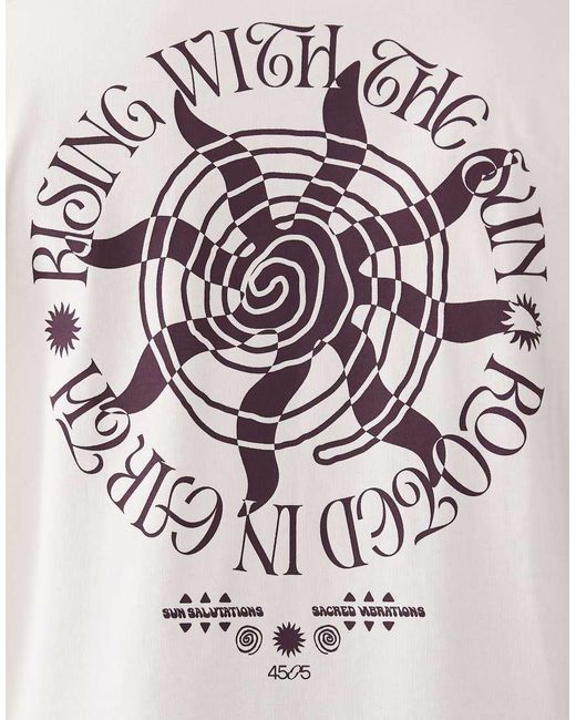 4505 White Curve Heavyweight Cotton Oversized T-shirt With Sun Back Print