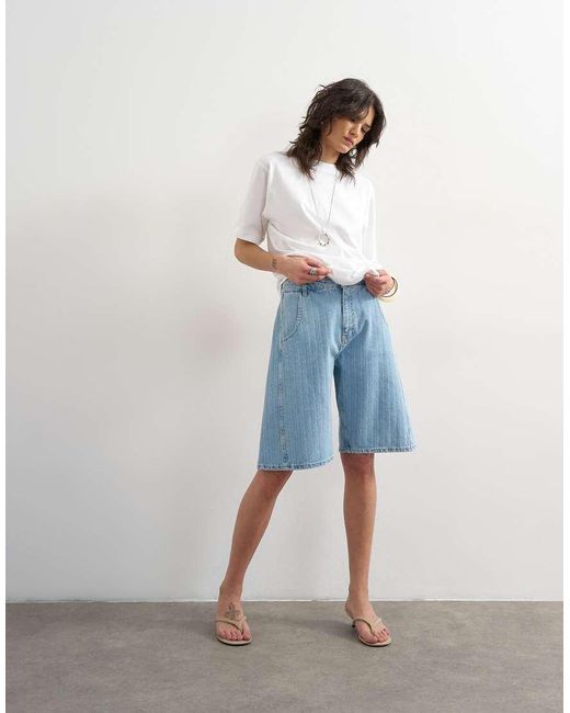 TOPSHOP Blue Denim Barrel Jort